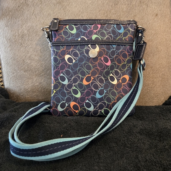 Coach canvas blue crossbody bag - Picture 1 of 5